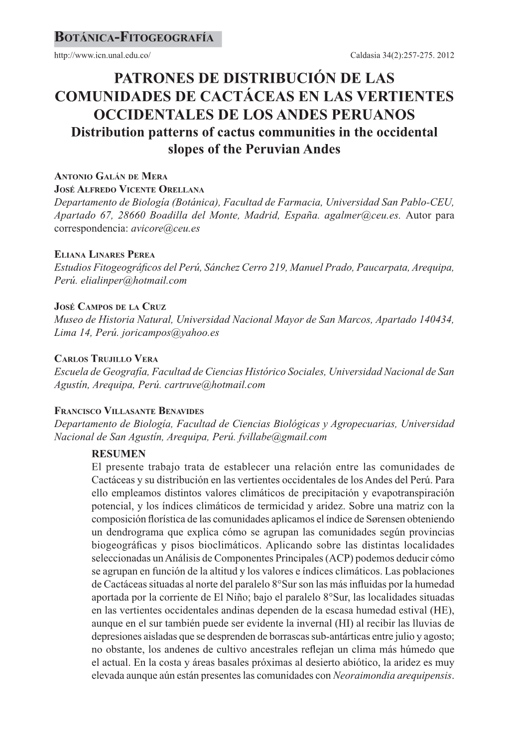 Patrones De Distribución De Las Comunidades De