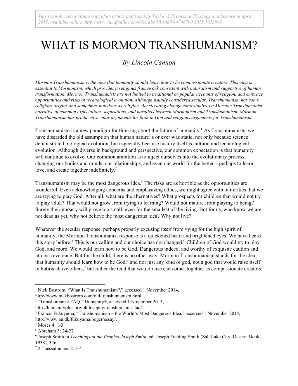 What Is Mormon Transhumanism?