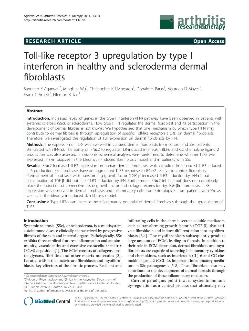 Toll-Like Receptor 3 Upregulation by Type I Interferon in Healthy And