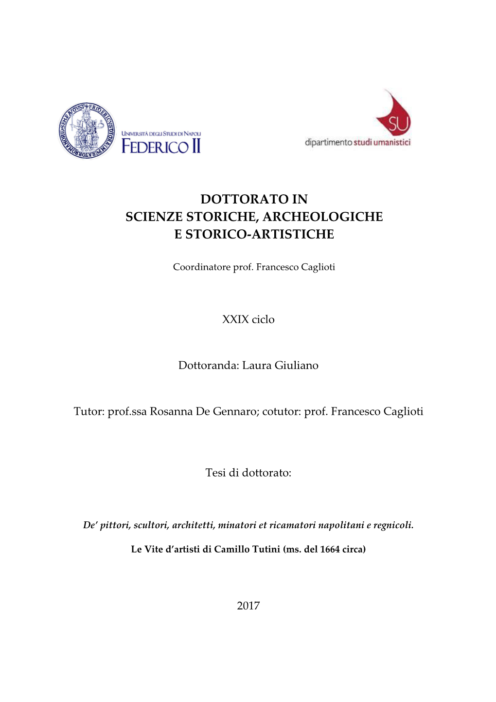 Dottorato in Scienze Storiche, Archeologiche E Storico-Artistiche