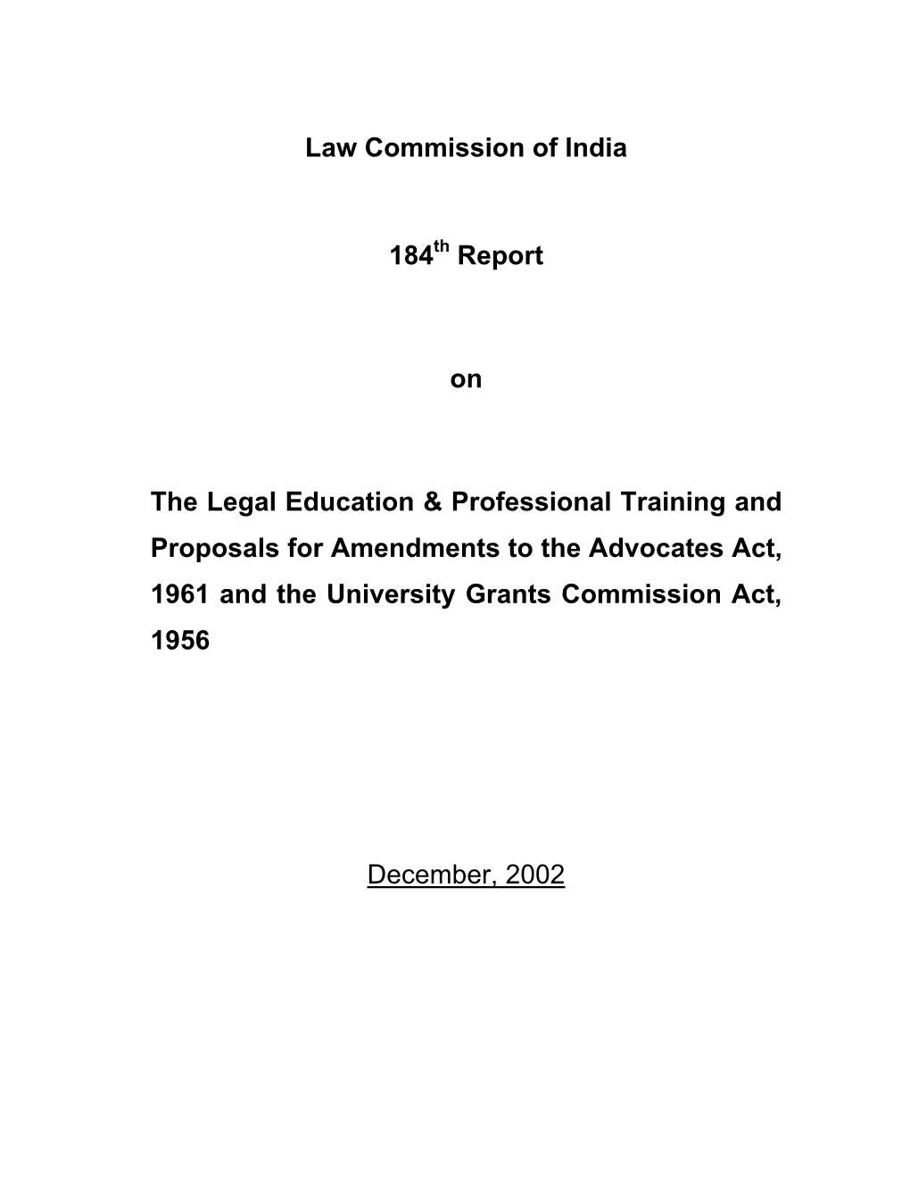 Report on Legal Education