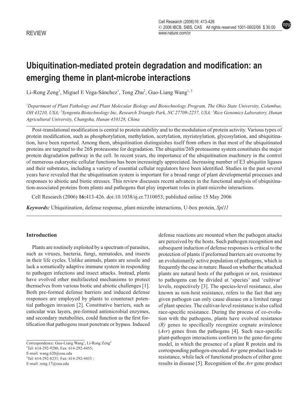 Ubiquitination-Mediated Protein Degradation and Modification: an Emerging Theme in Plant-Microbe Interactions