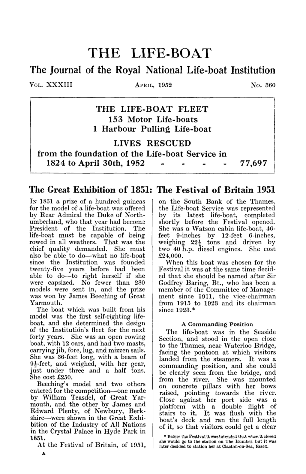 The Journal of the Royal National Life-Boat Institution VOL