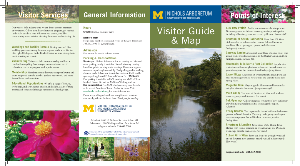 Visitor Guide and Map of Nichols Arboretum