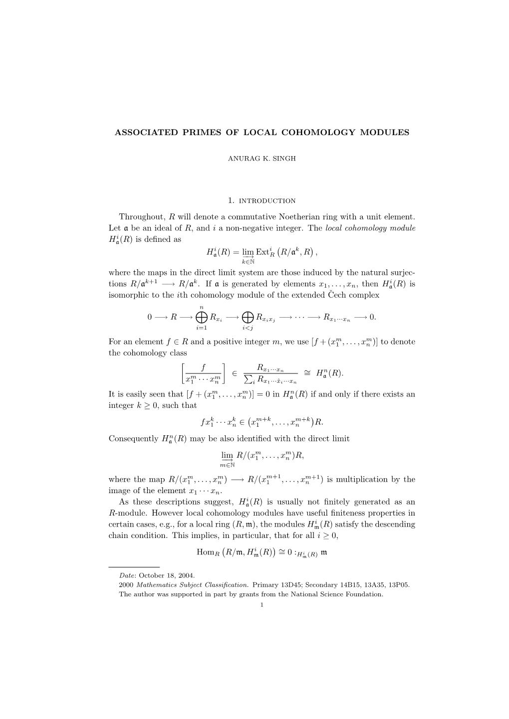 Associated Primes of Local Cohomology Modules