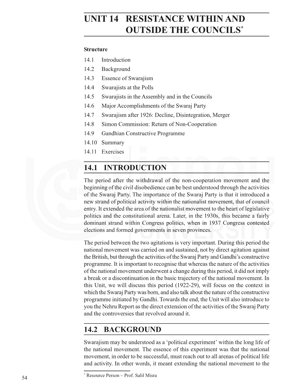 Unit 14 Resistance Within and Outside the Councils*