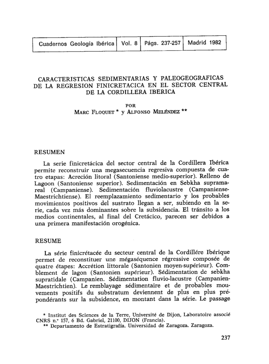 Cuadernos Geología Ibérica Vol. 8 Págs. 237-257 Madrid 1982