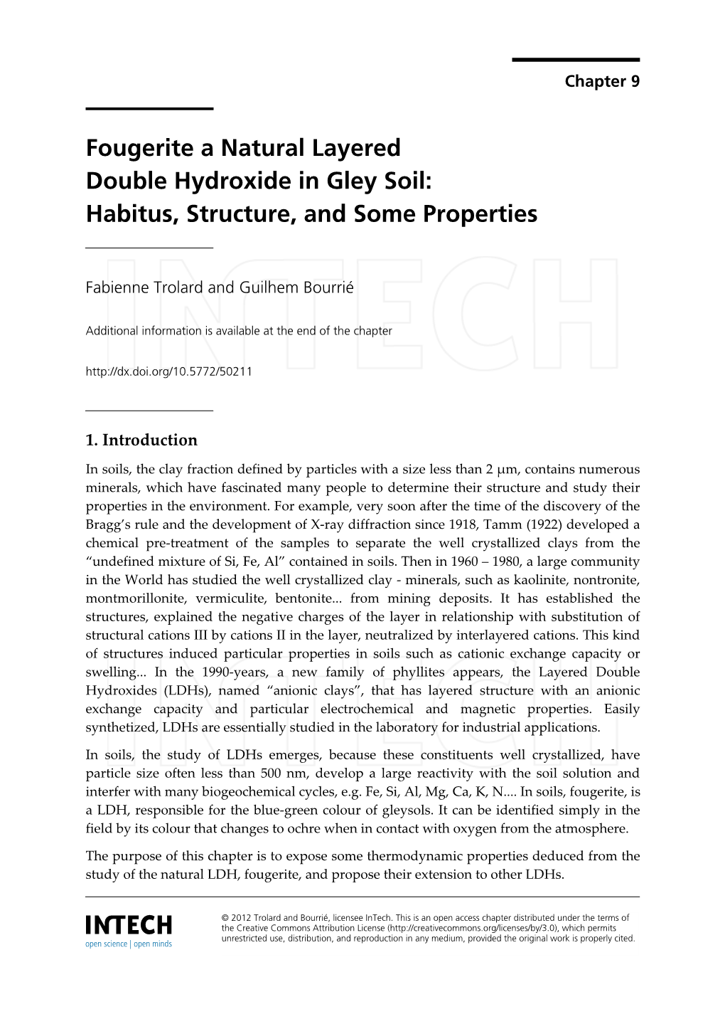 Fougerite a Natural Layered Double Hydroxide in Gley Soil: Habitus, Structure, and Some Properties