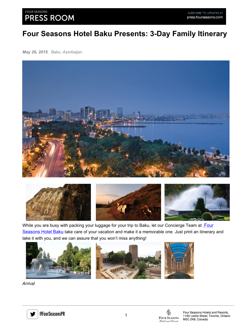 Four Seasons Hotel Baku Presents: 3-Day Family Itinerary