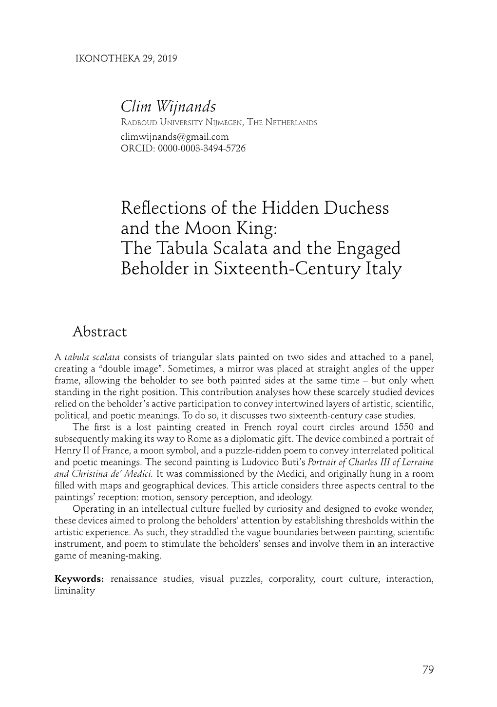 The Tabula Scalata and the Engaged Beholder in Sixteenth-Century Italy