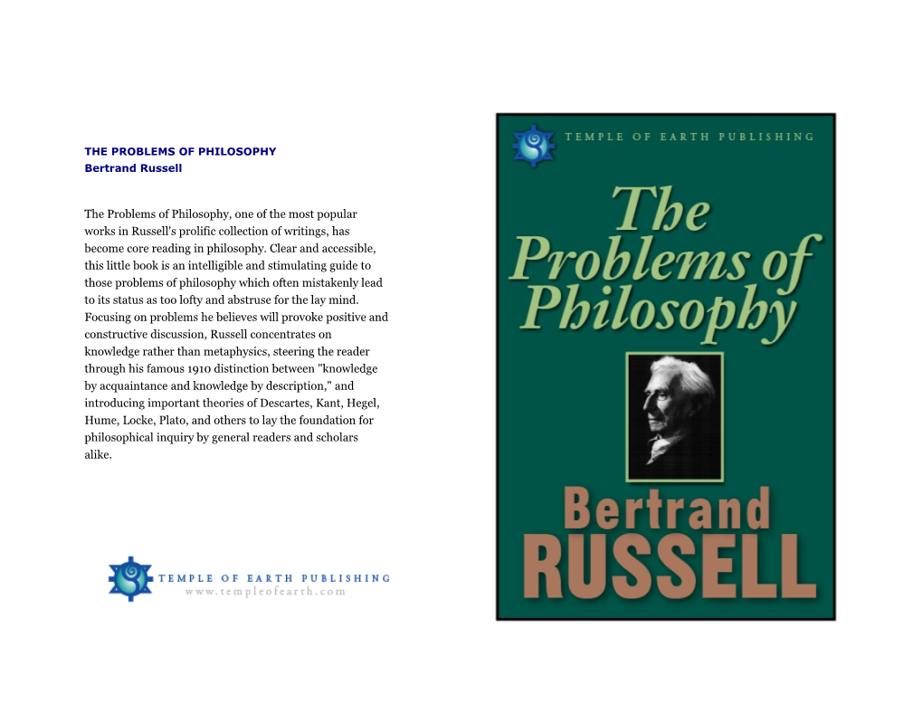 The Problems of Philosophy Bertrand Russell P. 60A the Problems of Philosophy Bertrand