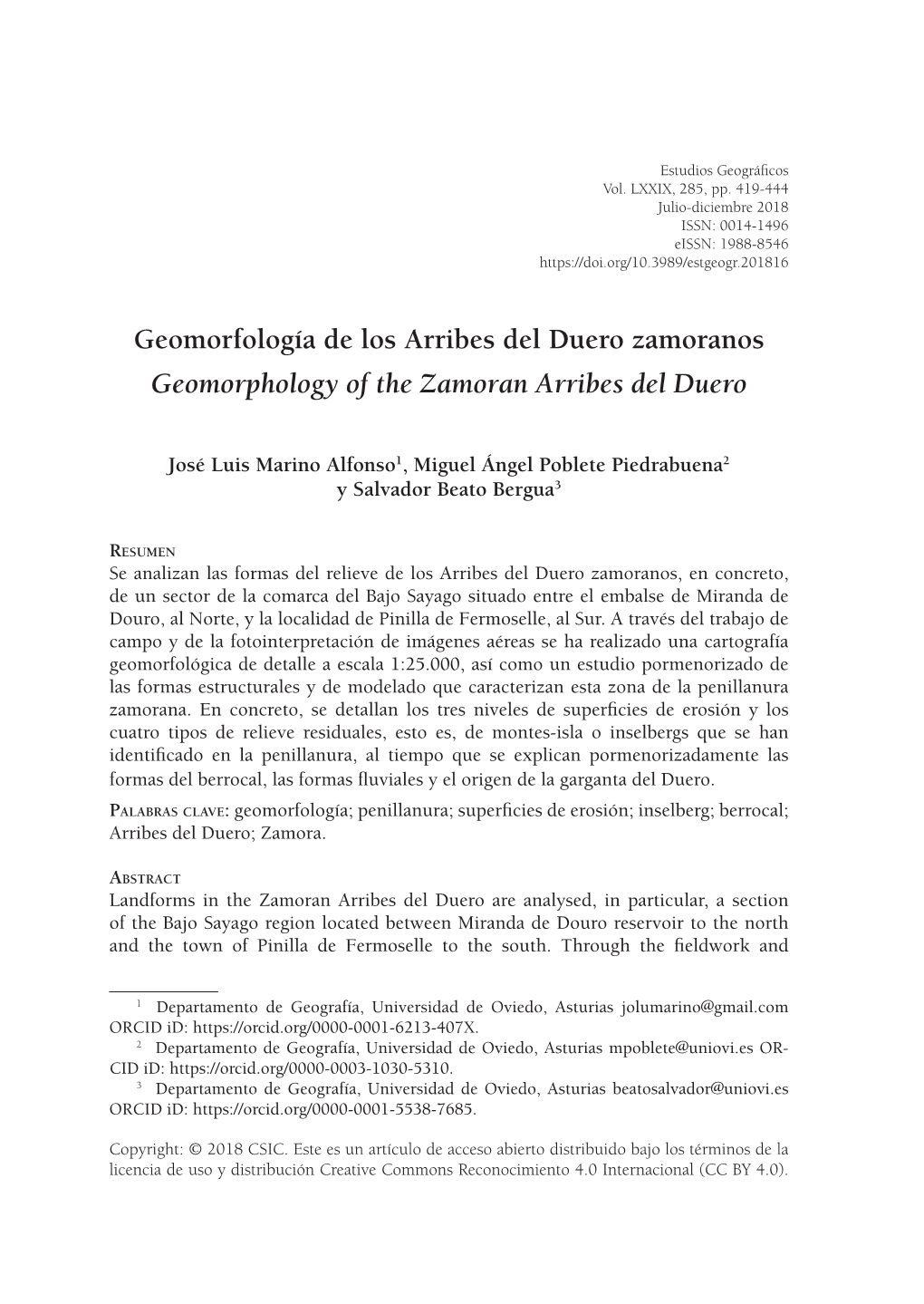 Geomorfología De Los Arribes Del Duero Zamoranos Geomorphology of the Zamoran Arribes Del Duero