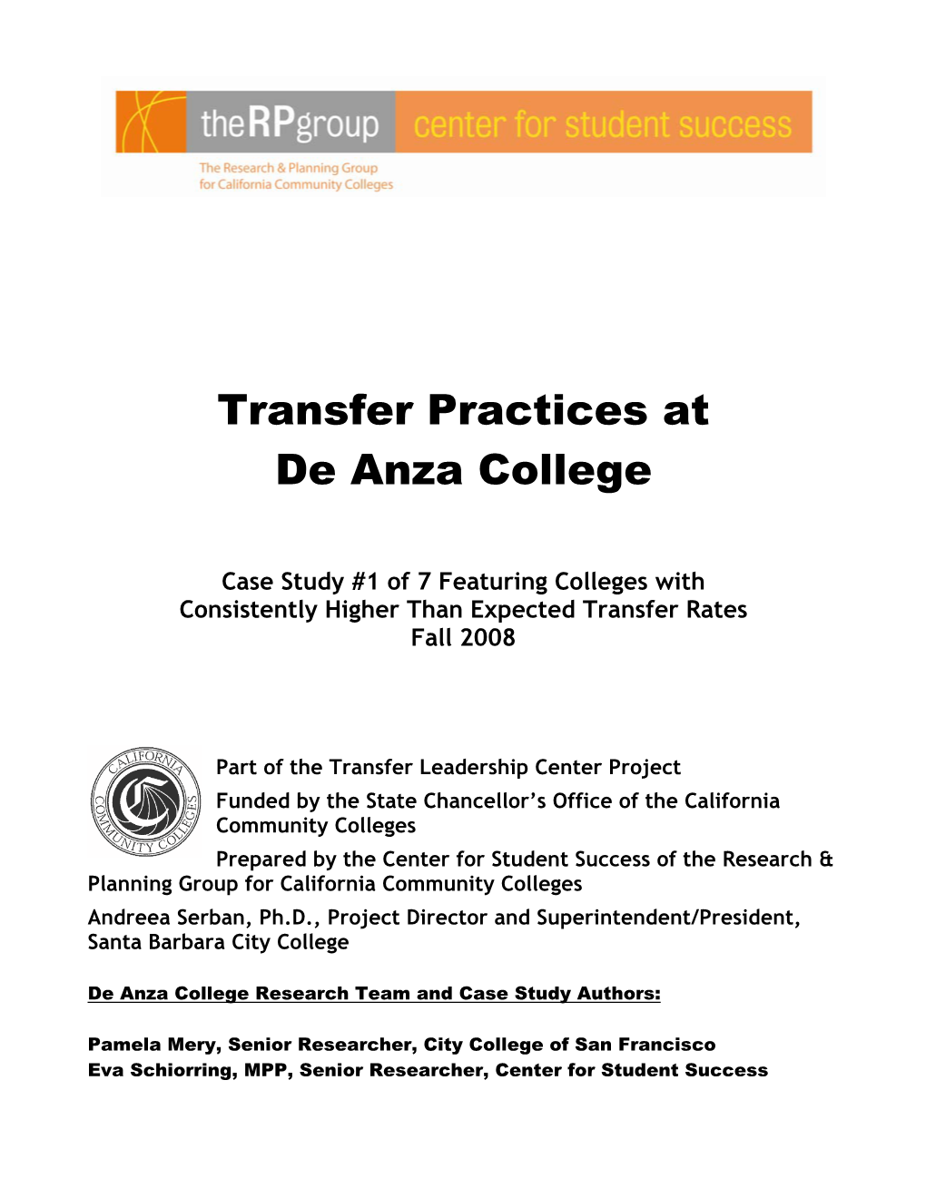 Transfer Practices at De Anza College