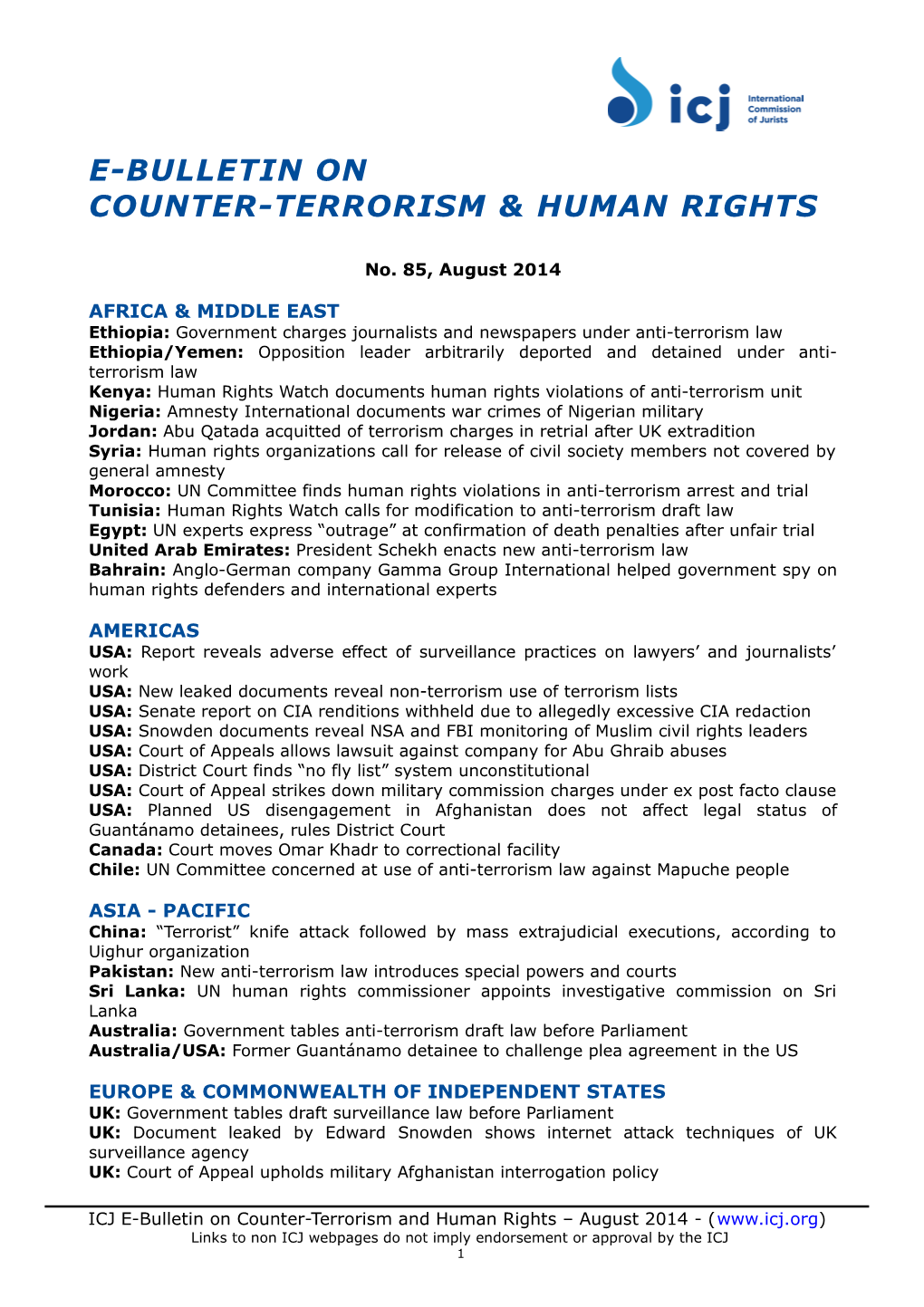 E-Bulletin on Counter-Terrorism and Human Rights