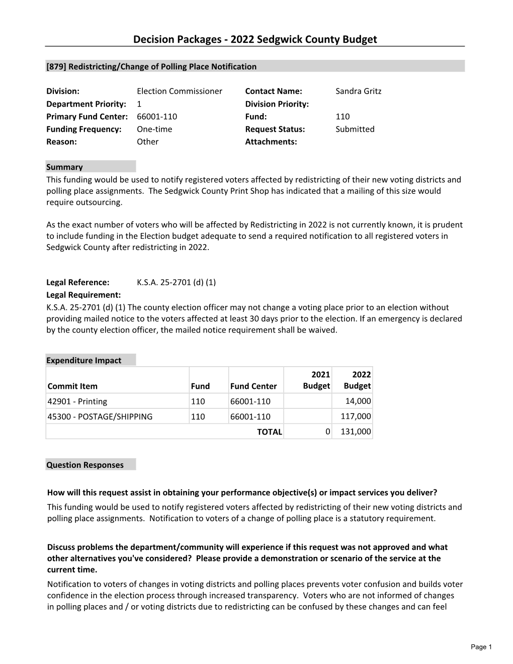 2022 Decision Packages