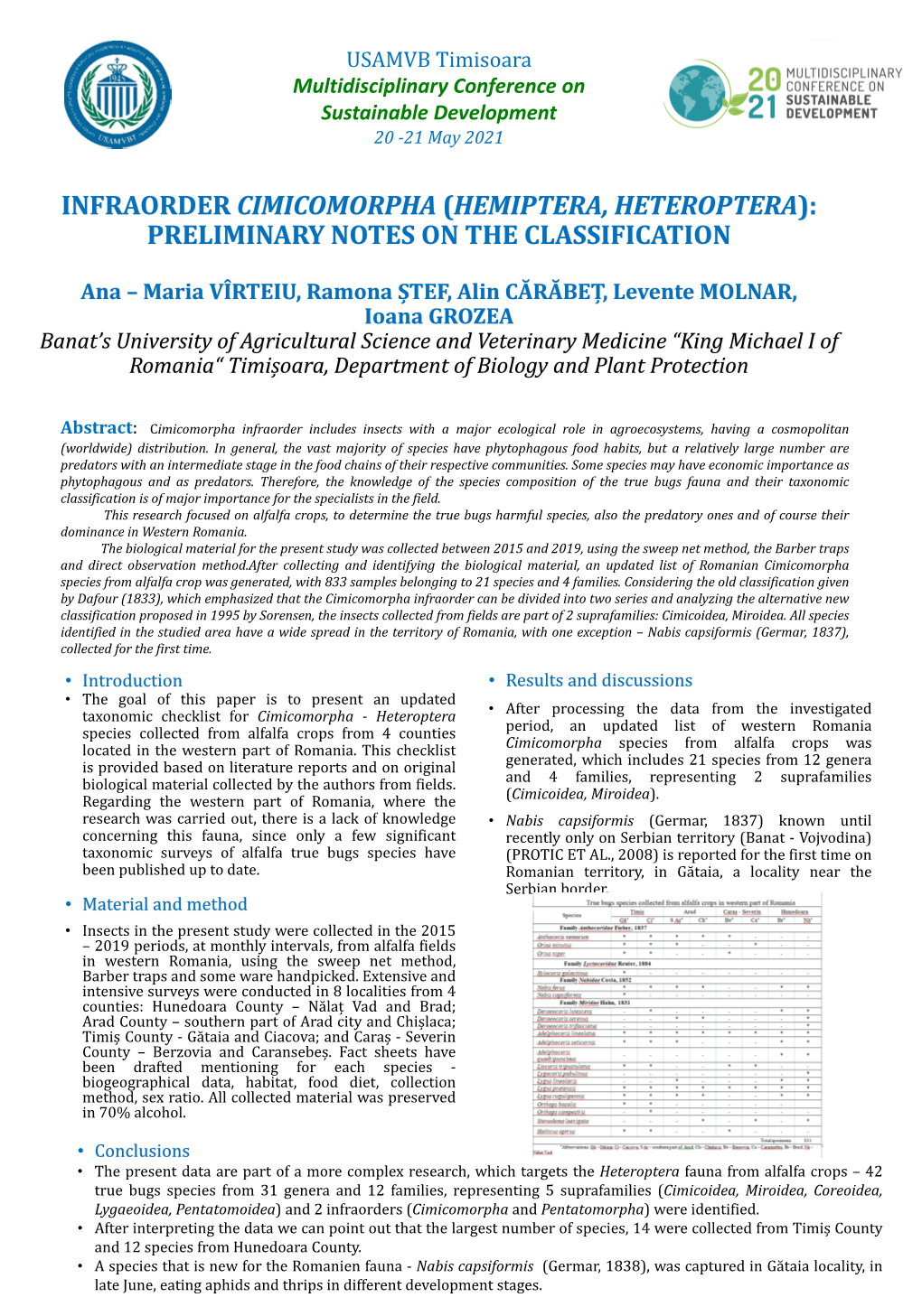 Infraorder Cimicomorpha (Hemiptera, Heteroptera): Preliminary Notes on the Classification