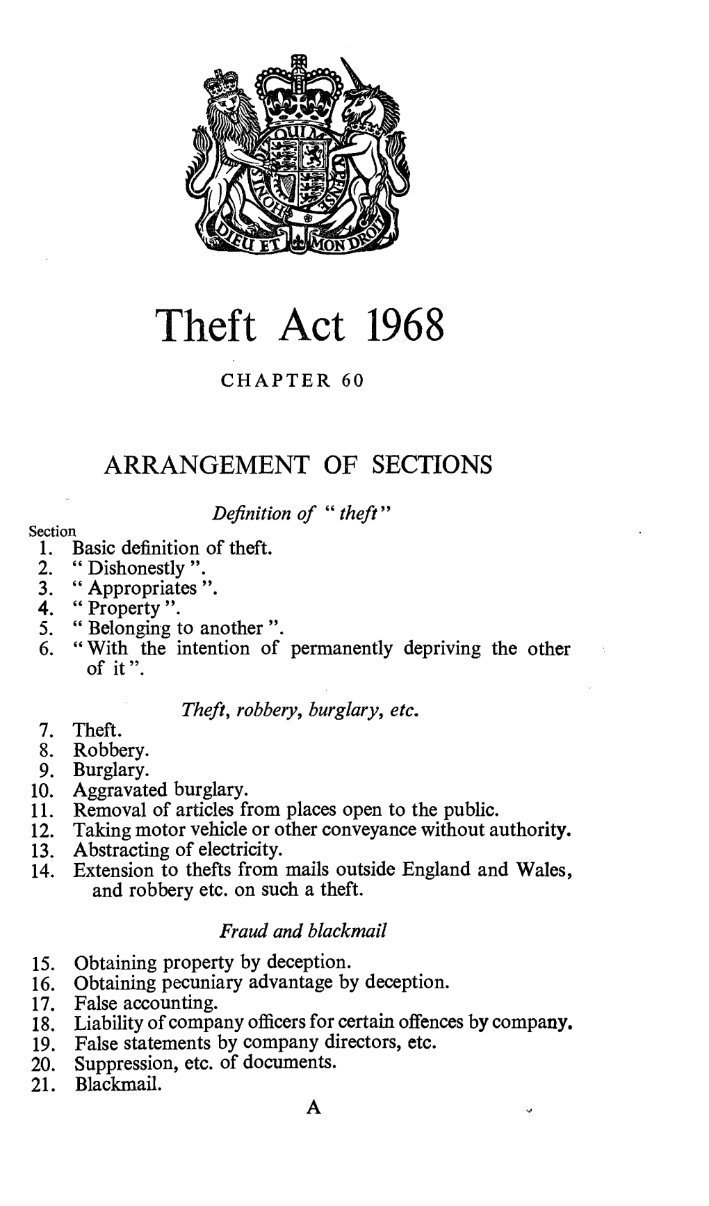 Theft Act 1968 CHAPTER 60