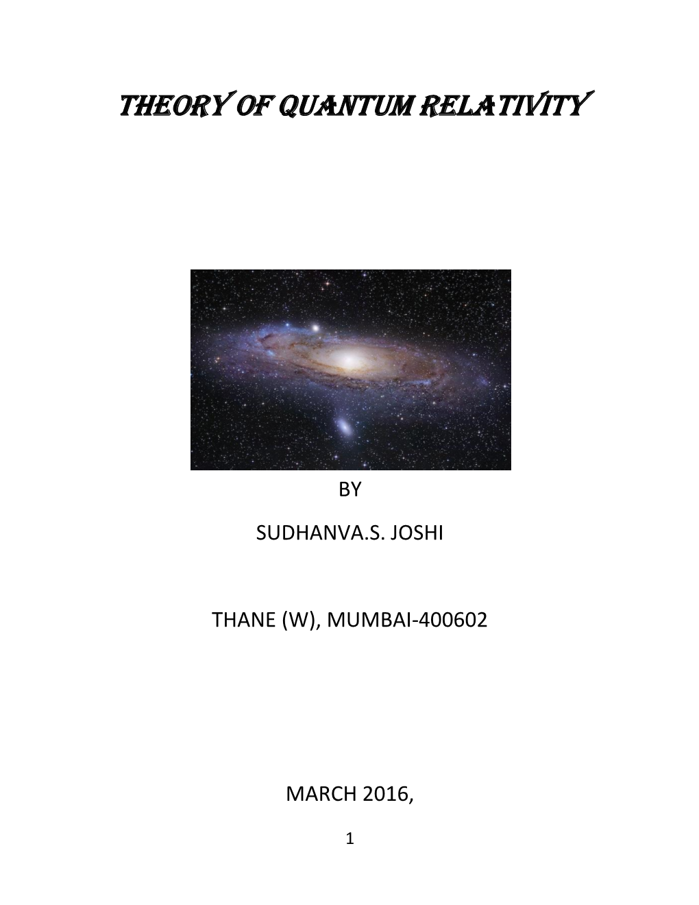 Theory of Quantum Relativity