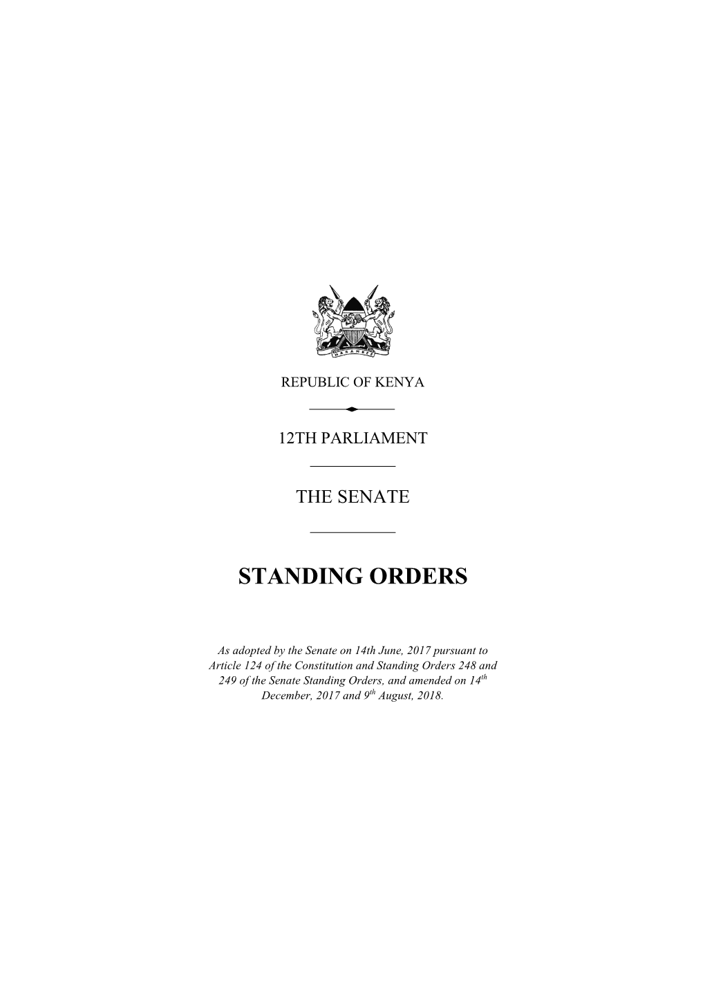 Standing Orders, the Senate Business Committee Shall, in Consultation with Parliamentary Parties, Nominate Senators Who Shall Serve on a Select Committee