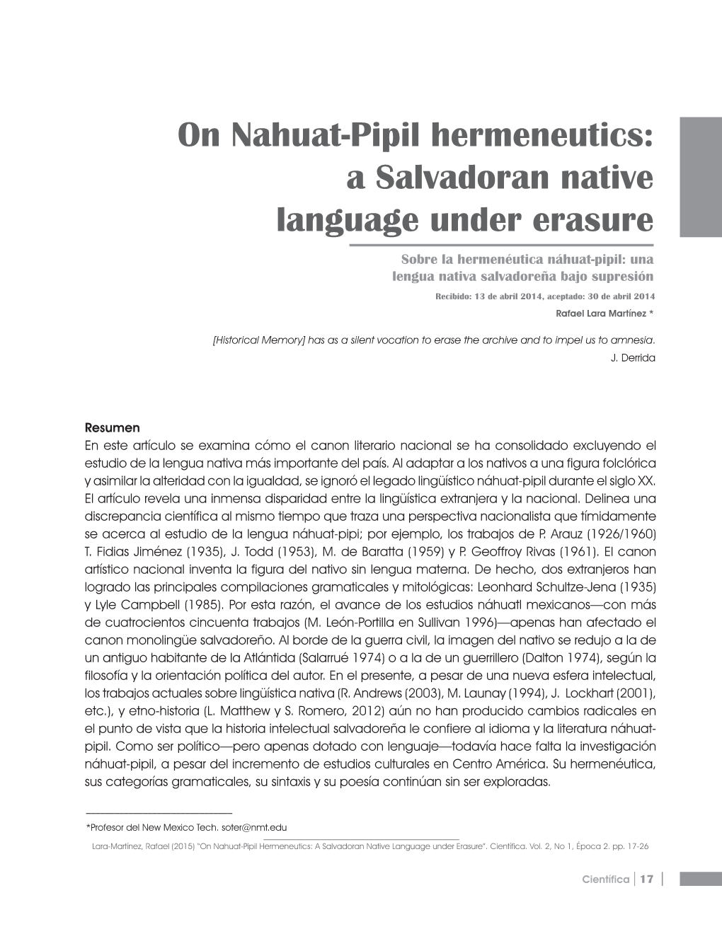 On Nahuat-Pipil Hermeneutics