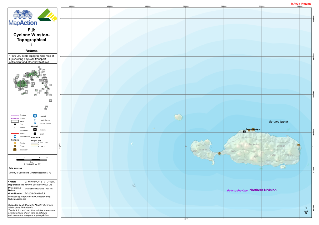 Fiji: Cyclone Winston- Topographical 1 Rotuma 0 0 0