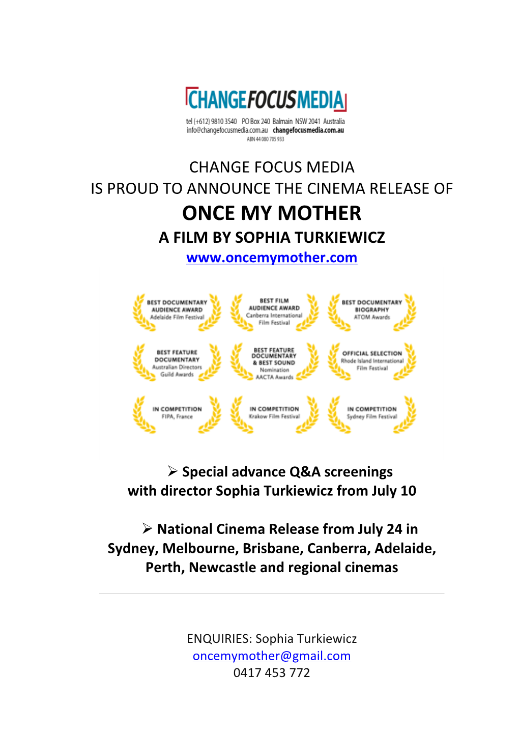 Once My Mother a Film by Sophia Turkiewicz