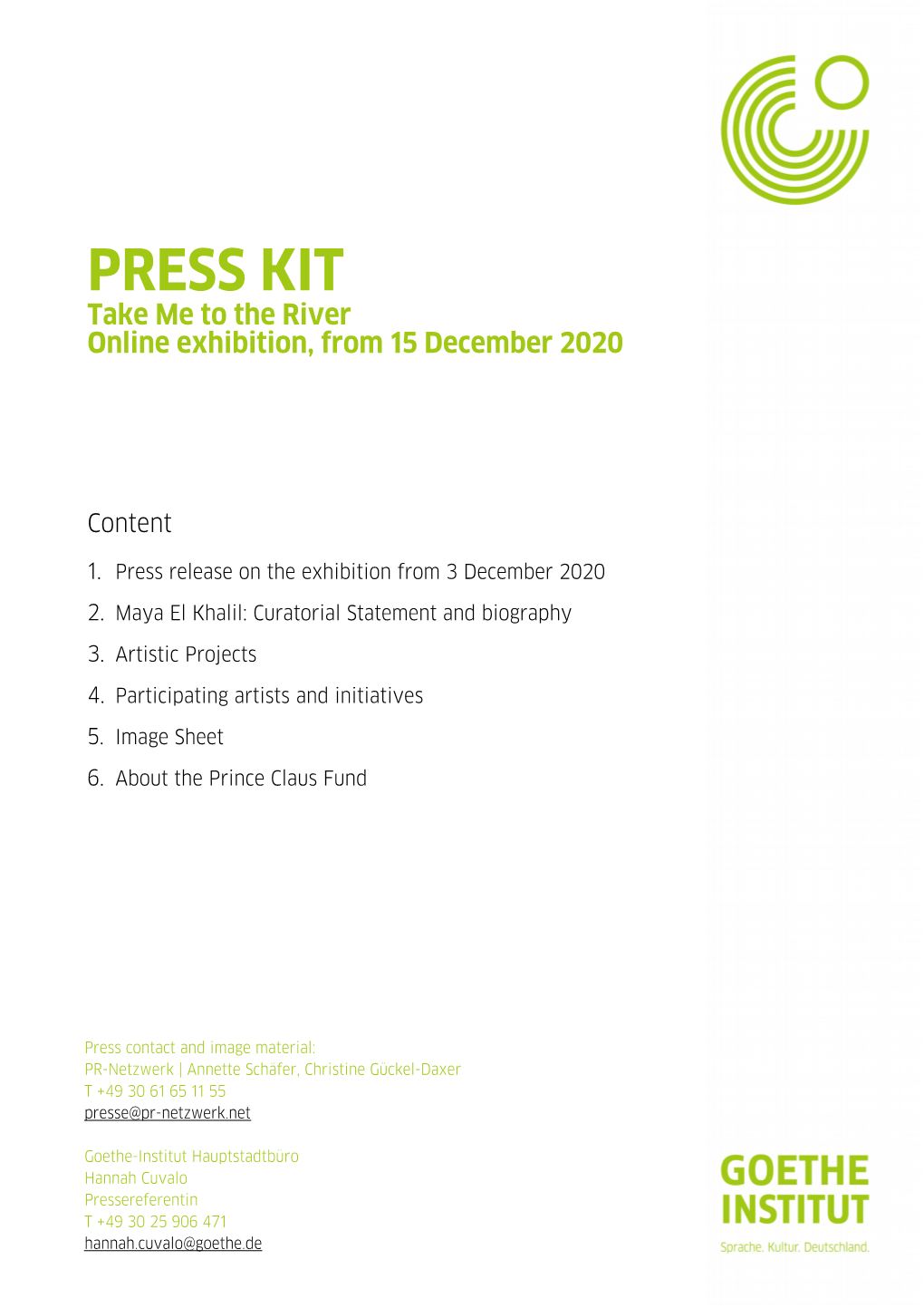 PRESS KIT Take Me to the River Online Exhibition, from 15 December 2020