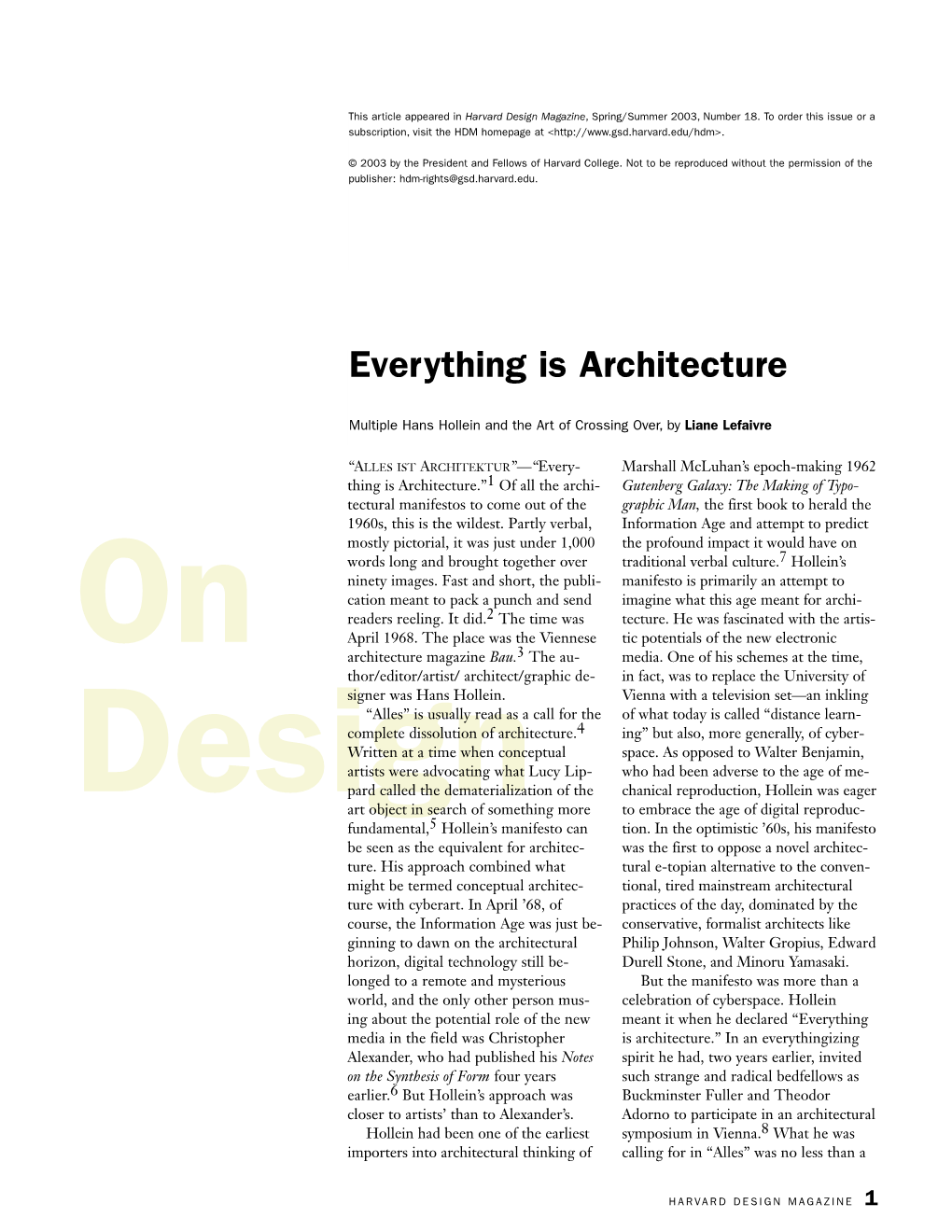 Everything Is Architecture