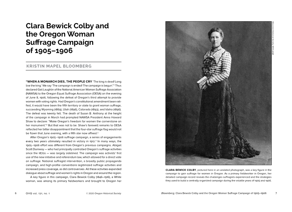 Clara Bewick Colby and the Oregon Woman Suffrage Campaign of 1905–1906