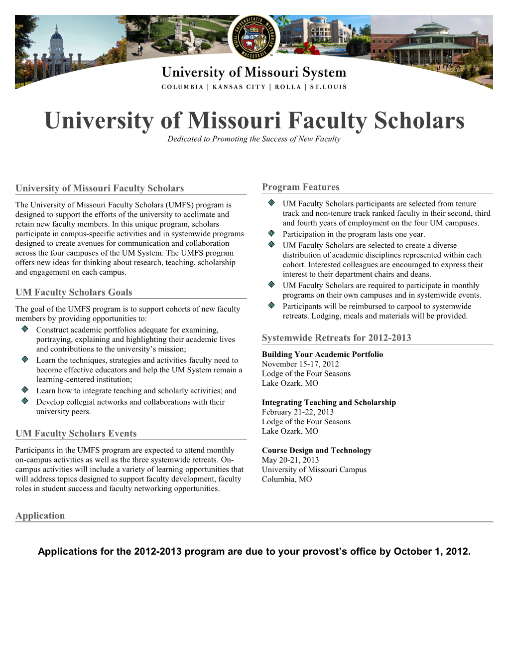 University of Missouri Faculty Scholars