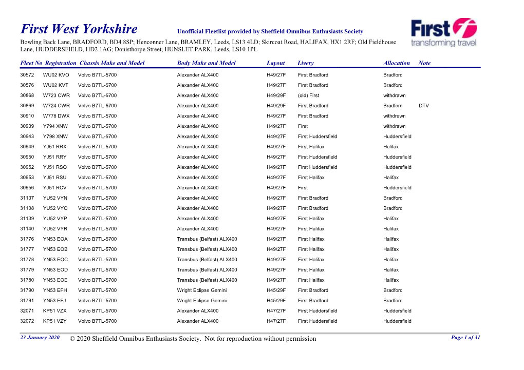 First West Yorkshire