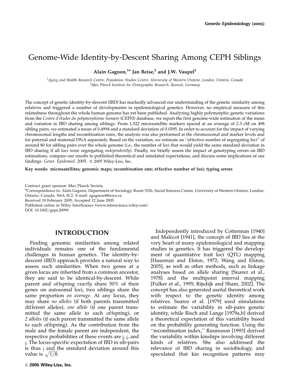 Genome-Wide Identity-By-Descent Sharing Among CEPH Siblings