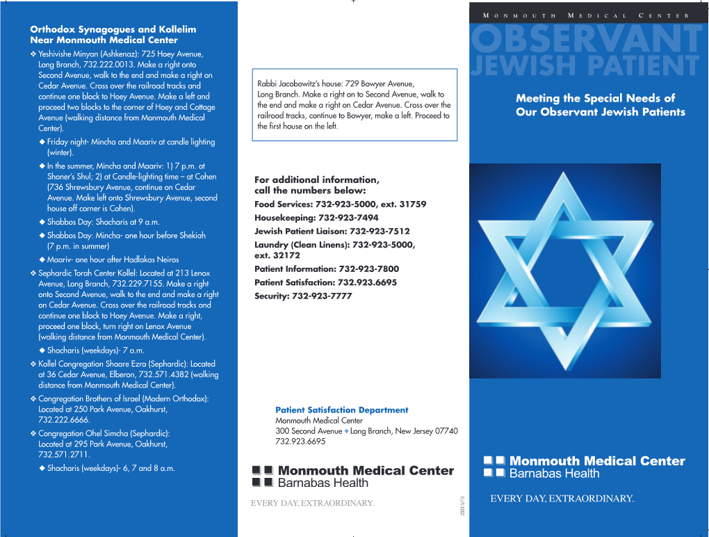 Meeting the Special Needs of Our Observant Jewish Patients