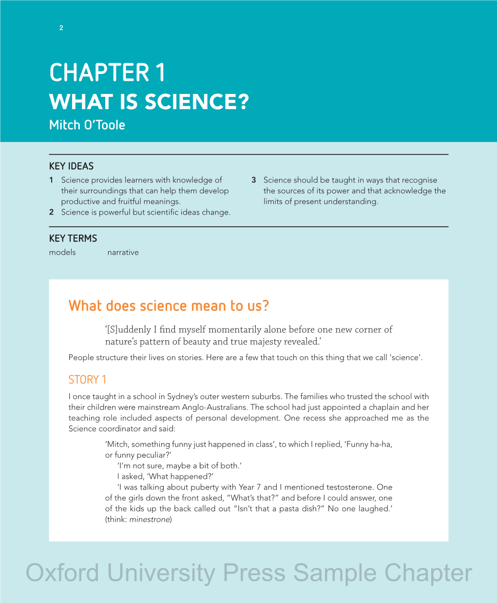 CHAPTER 1 WHAT IS SCIENCE? Mitch O’Toole