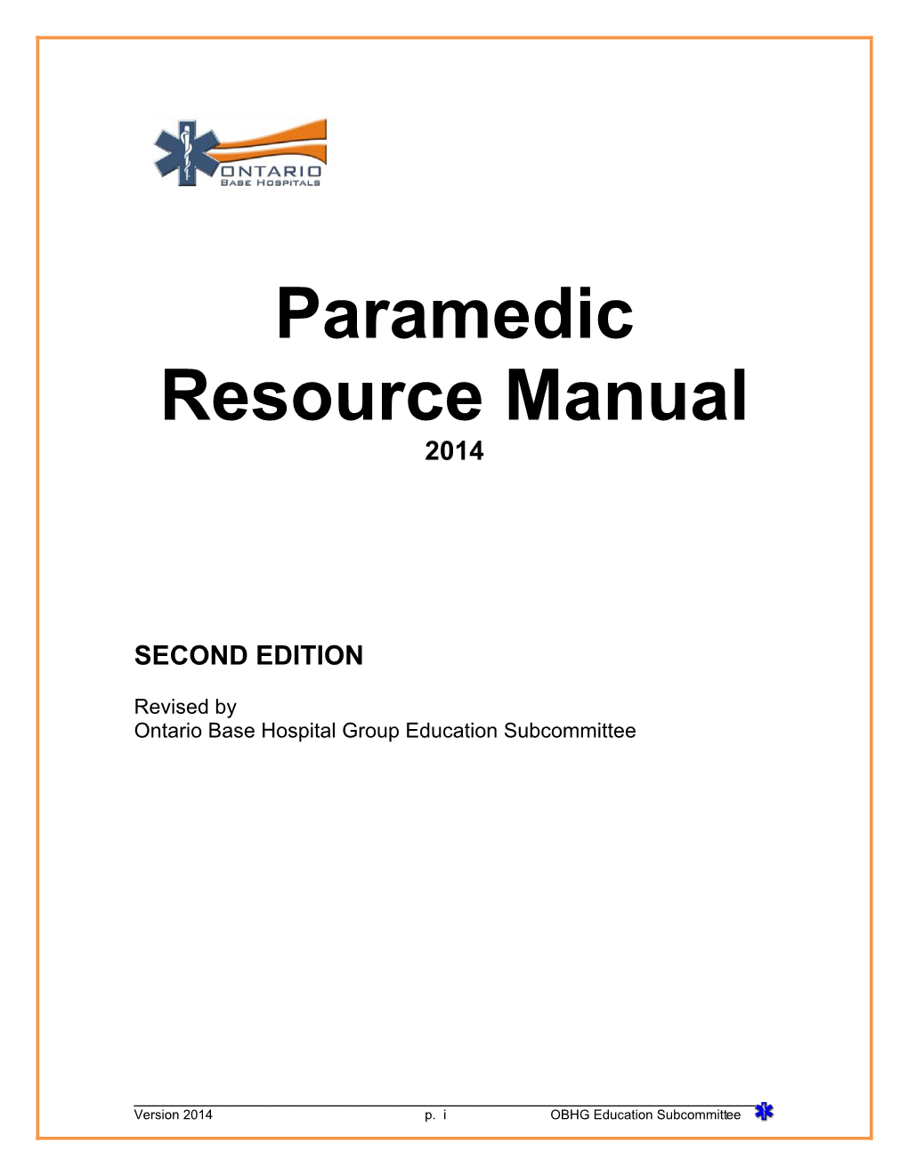 Paramedic Resource Manual 2014