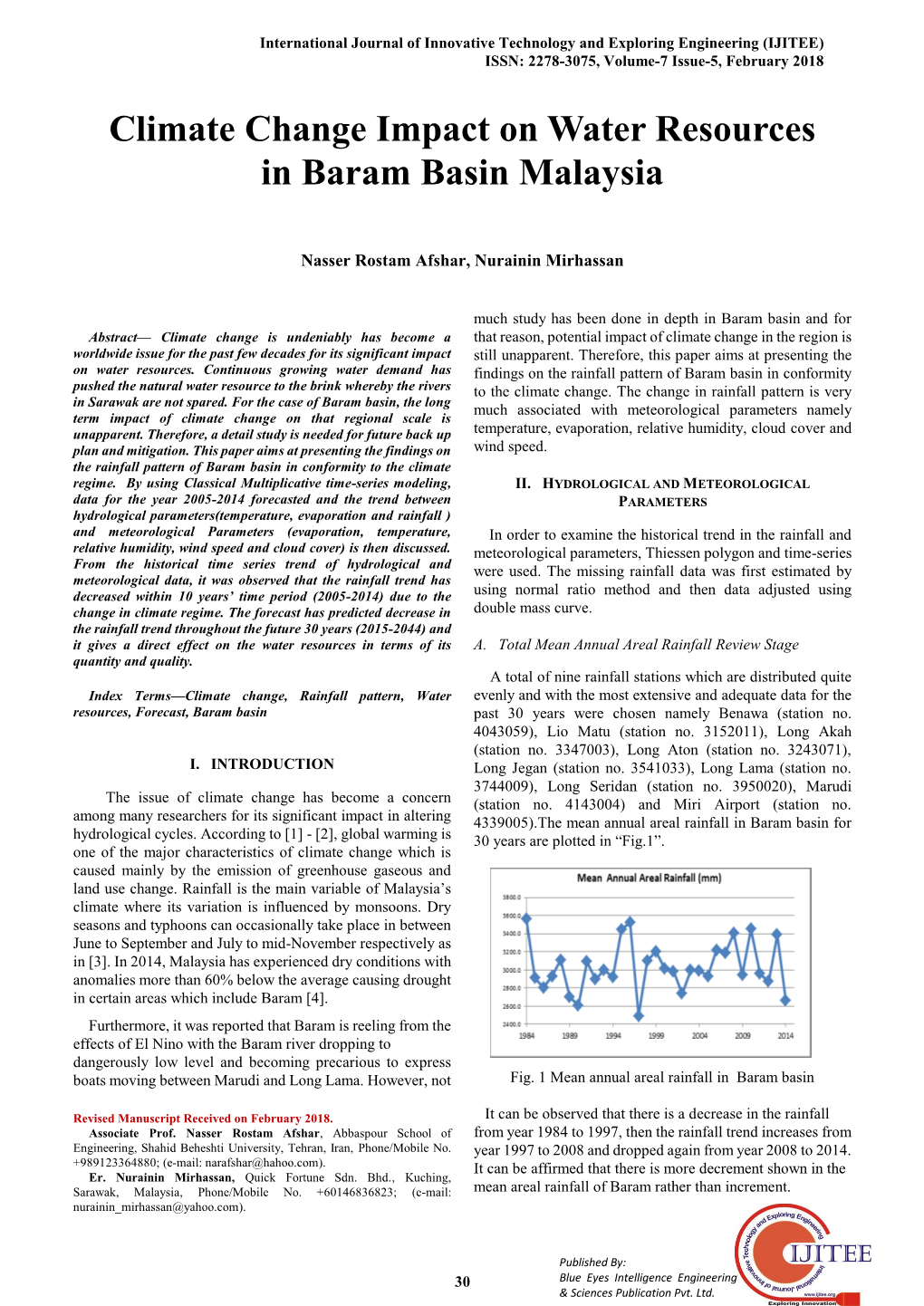 Climate Change Impact on Water Resources in Baram Basin Malaysia