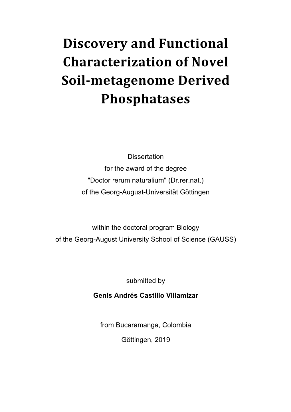 Discovery and Functional Characterization of Novel Soil-Metagenome Derived Phosphatases