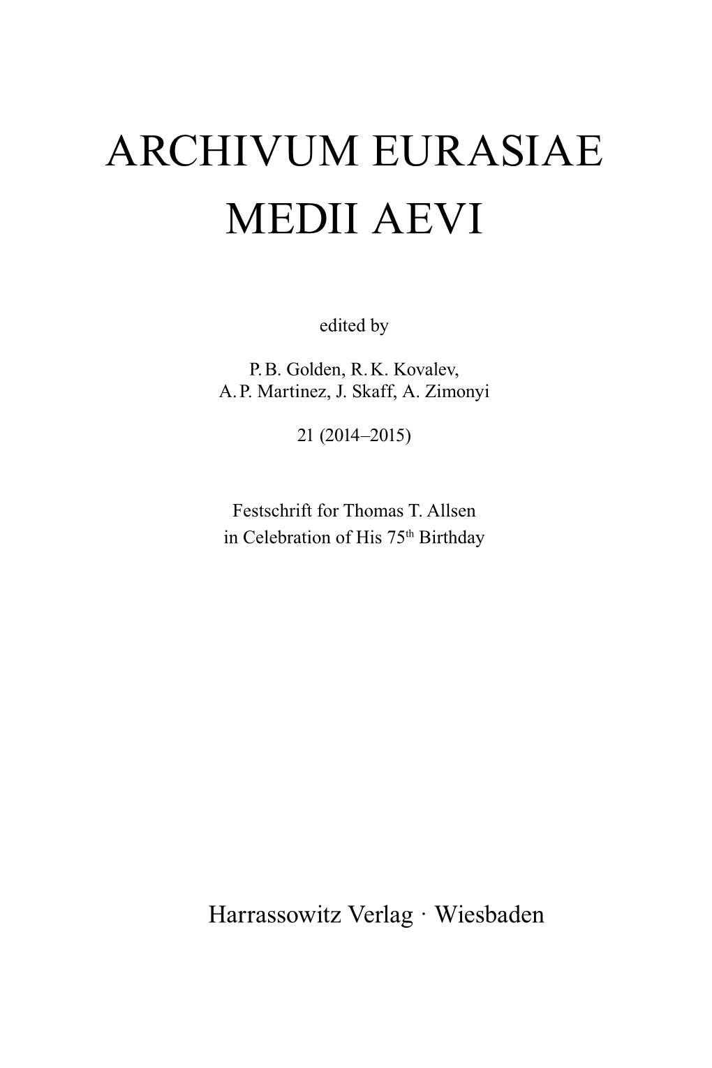 Archivum Eurasiae Medii Aevi