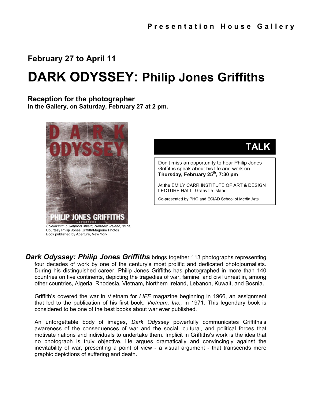 DARK ODYSSEY: Philip Jones Griffiths