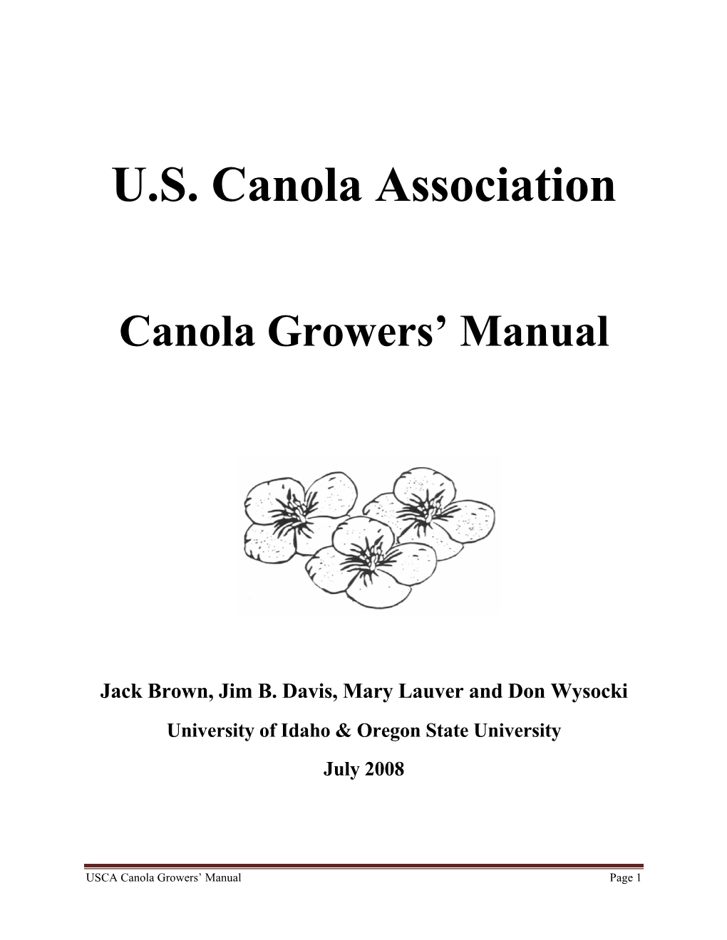 USCA Canola Growers' Manual