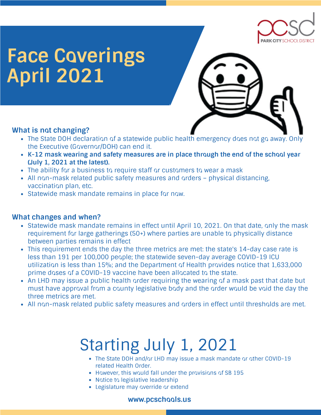 Face Coverings April 2021