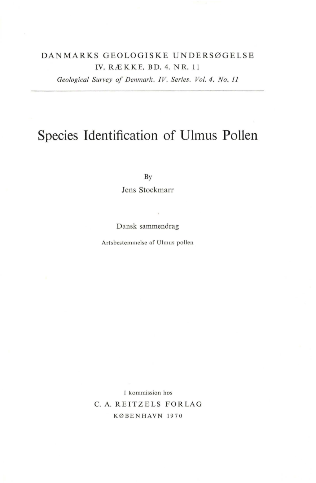 Species Ldentification of Ulmus Pollen