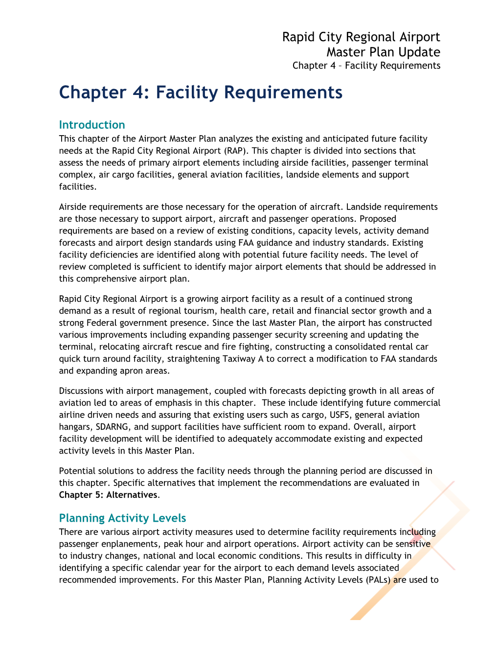 Chapter 4: Facility Requirements