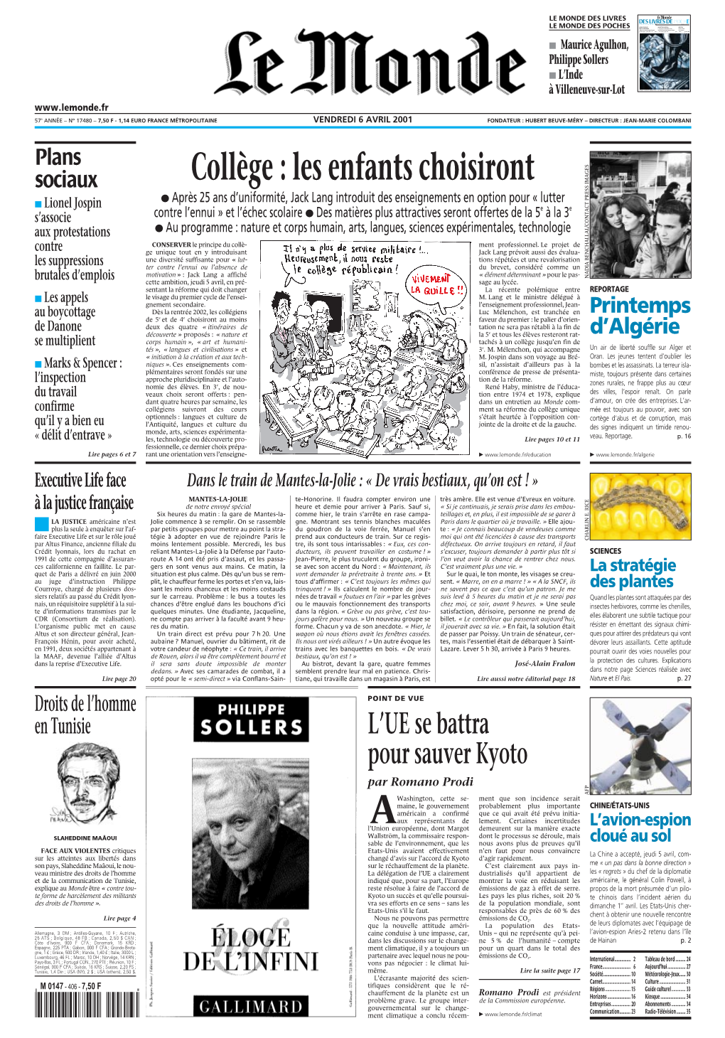 LE MONDE/PAGES&lt;UNE&gt;