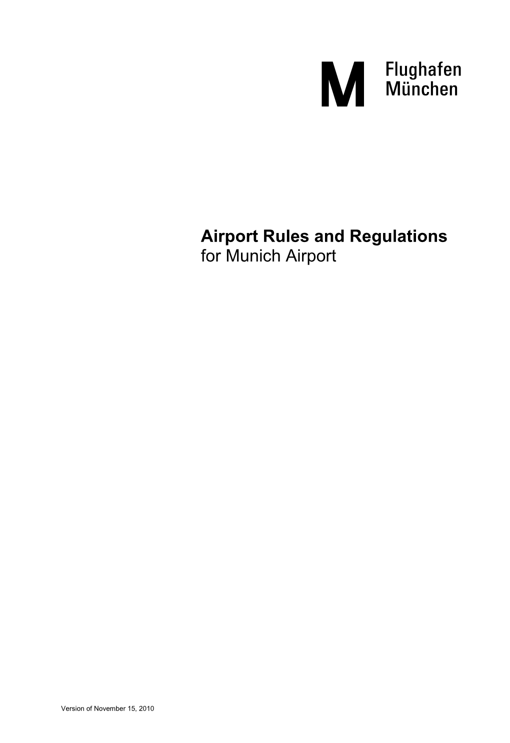 Airport Rules and Regulations for Munich Airport