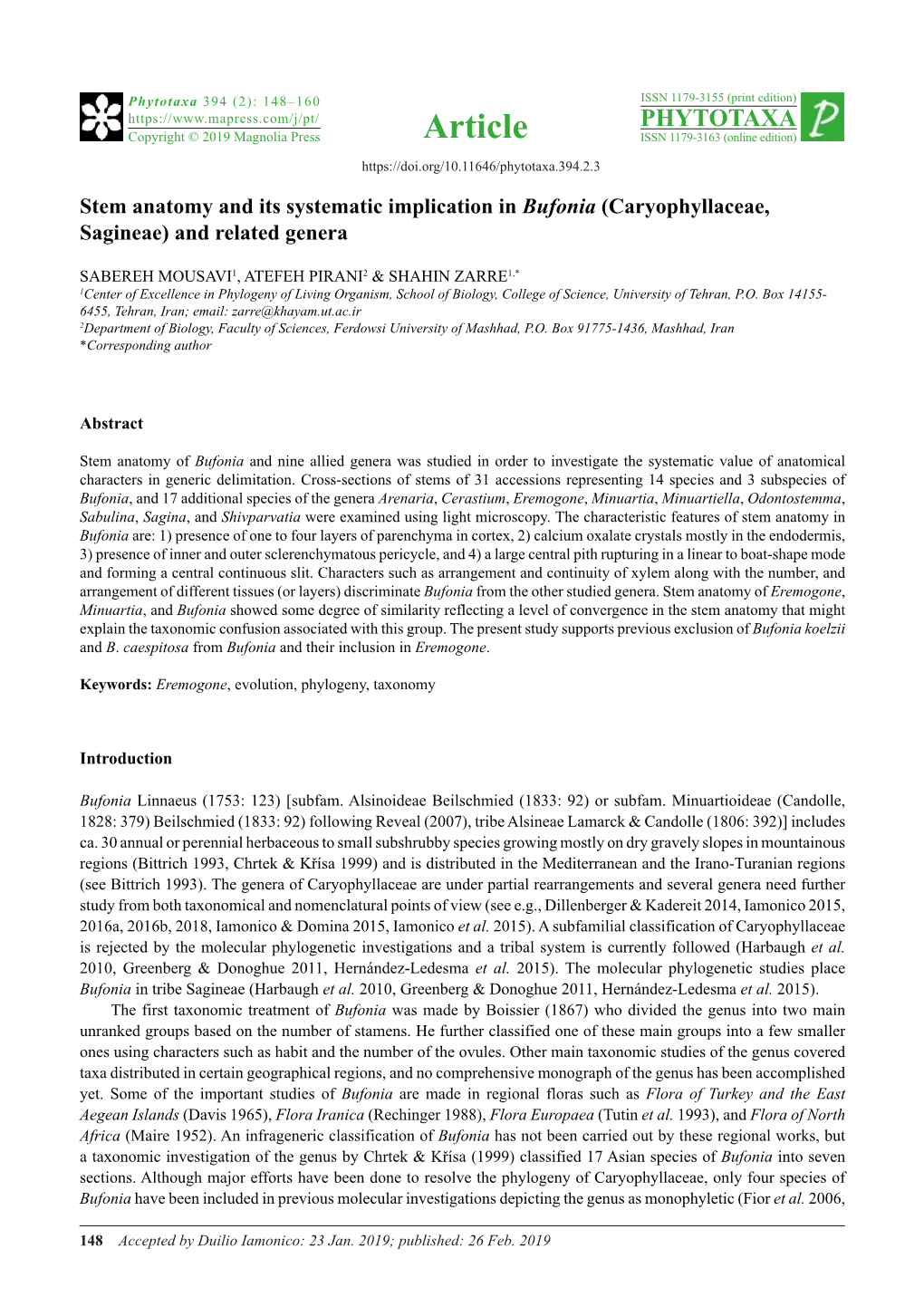 Caryophyllaceae, Sagineae) and Related Genera