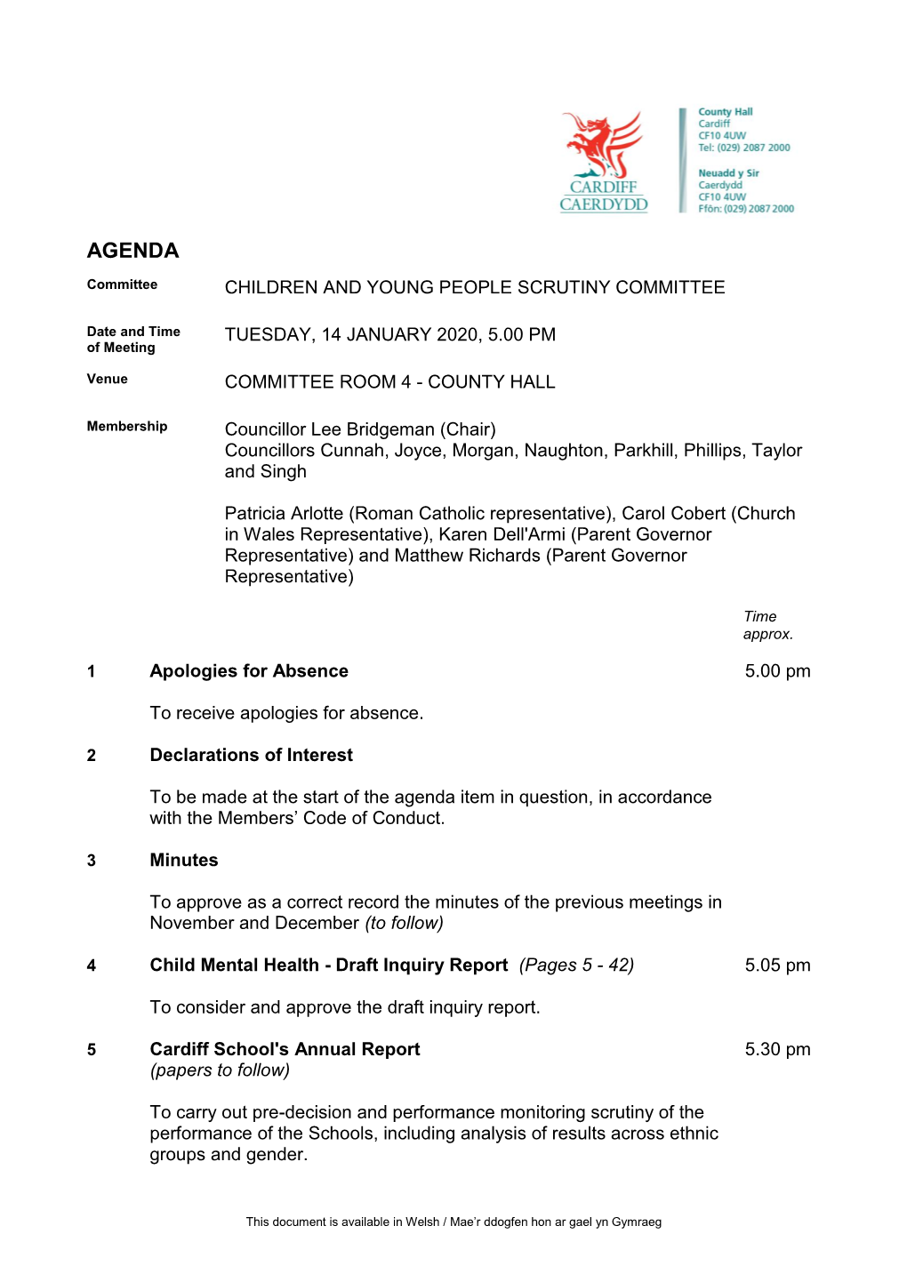 (Public Pack)Agenda Document for Children and Young People