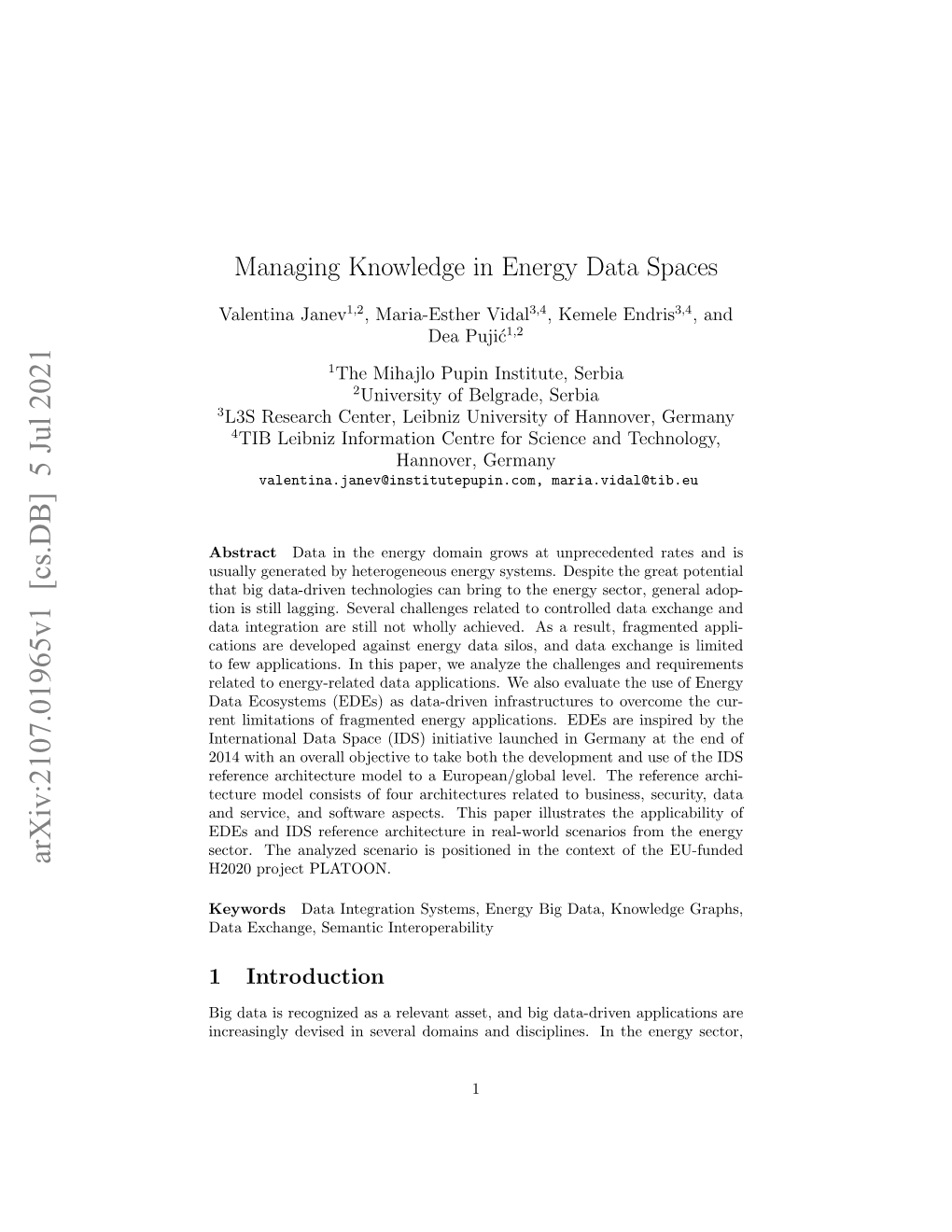 Managing Knowledge in Energy Data Spaces