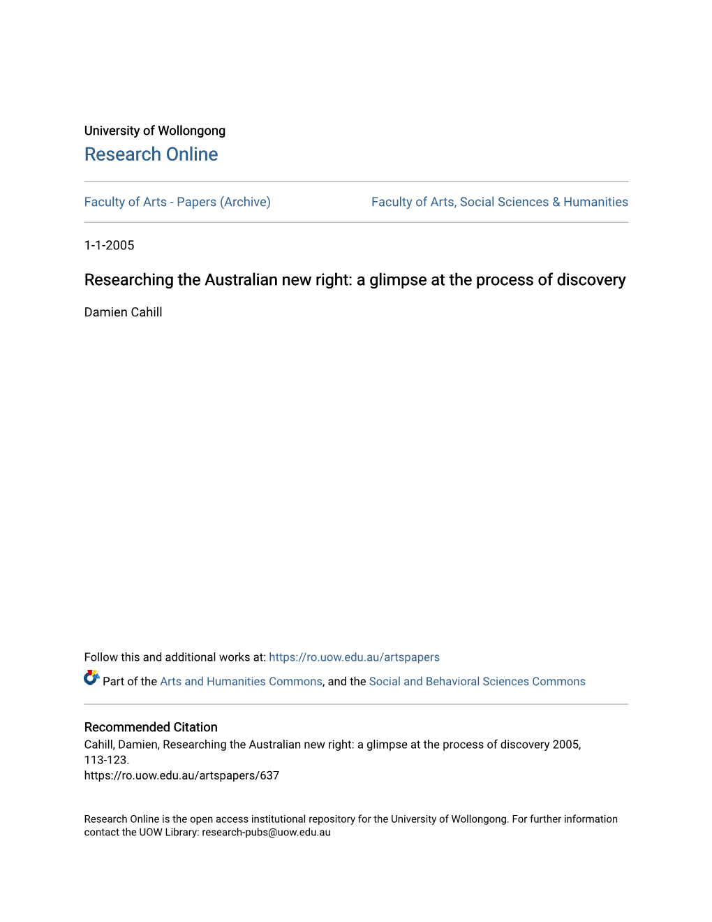 Researching the Australian New Right: a Glimpse at the Process of Discovery