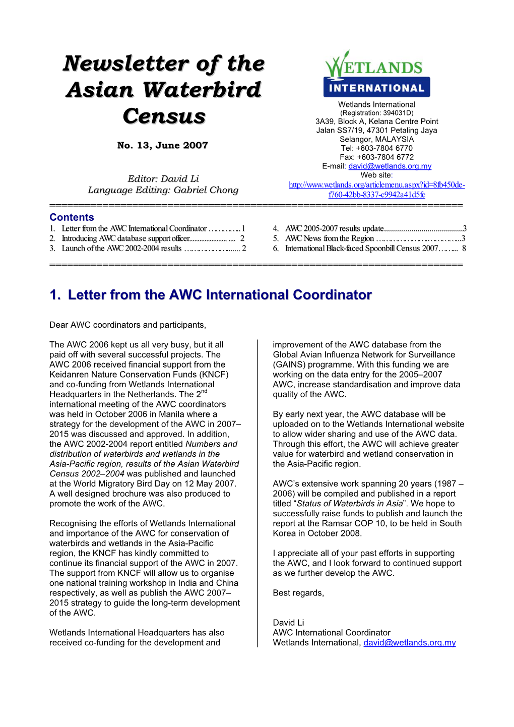 AWC Newsletter, June 2007